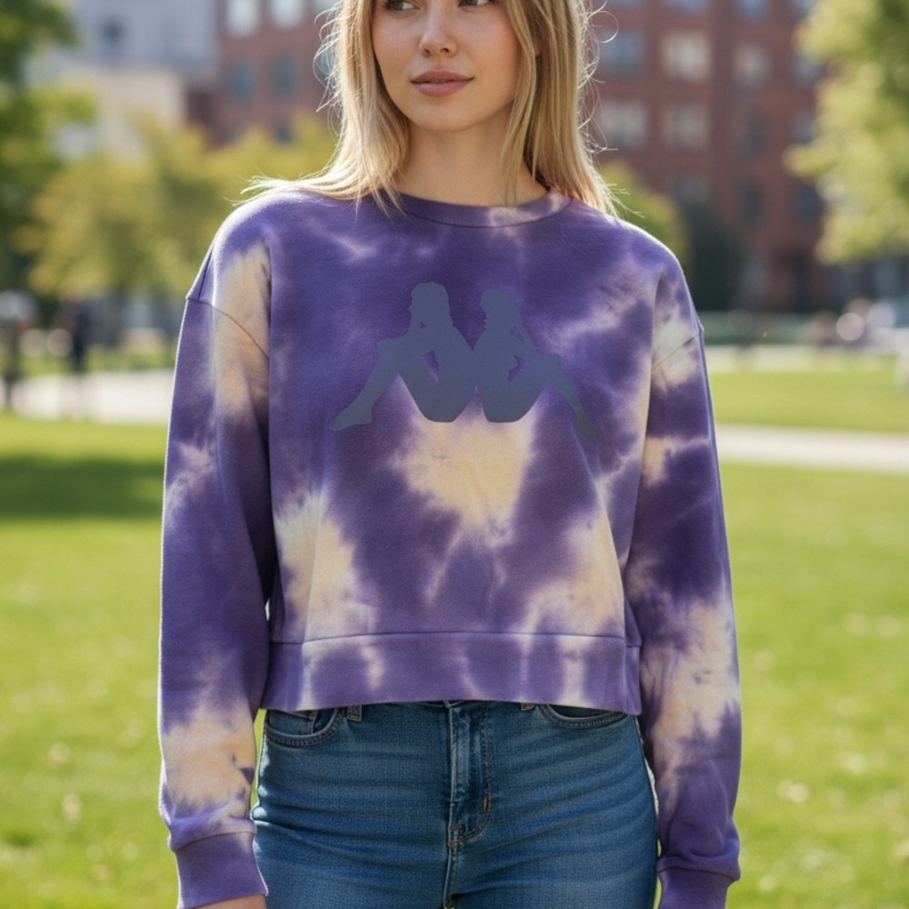 Kappa Women's Purple and Cream Tie-Dye Sweatshirt